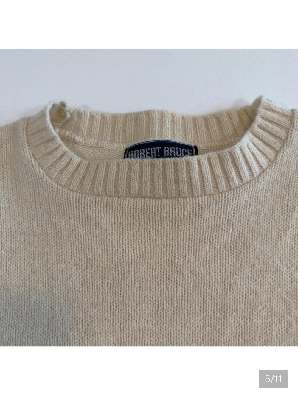 Vintage ROBERT BRUCE Ivory Cream Wool CrewNeck Sweater Large ( fits like medium)